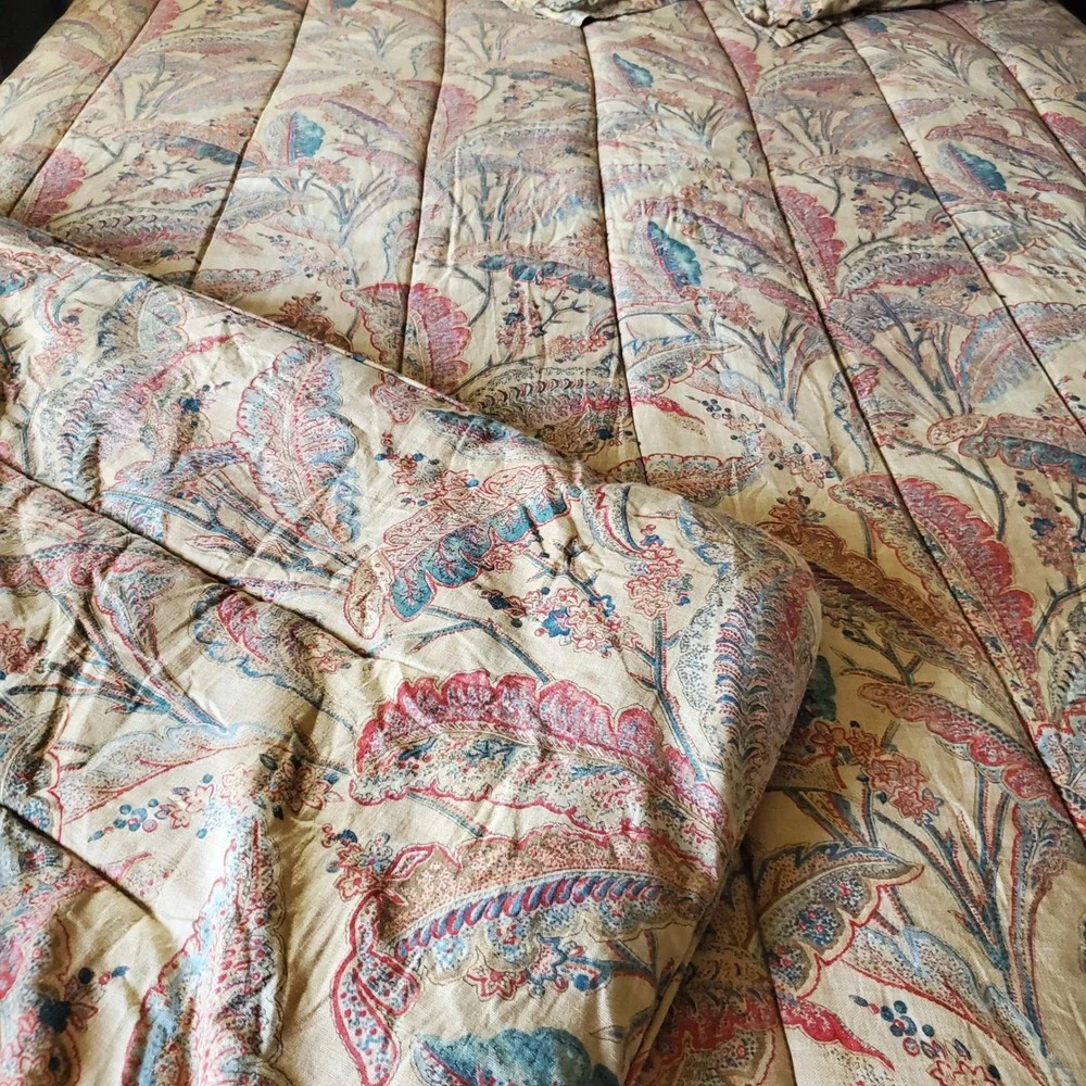Ralph Lauren Coco Palm Leaf King sz Comforter & 3 Euro Shams *no pillows* Cotton